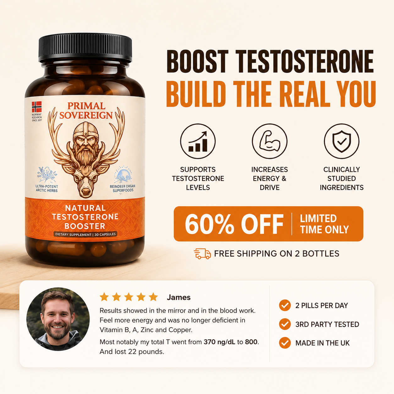 Primal Testosterone Booster | UK's First Reindeer Supplement